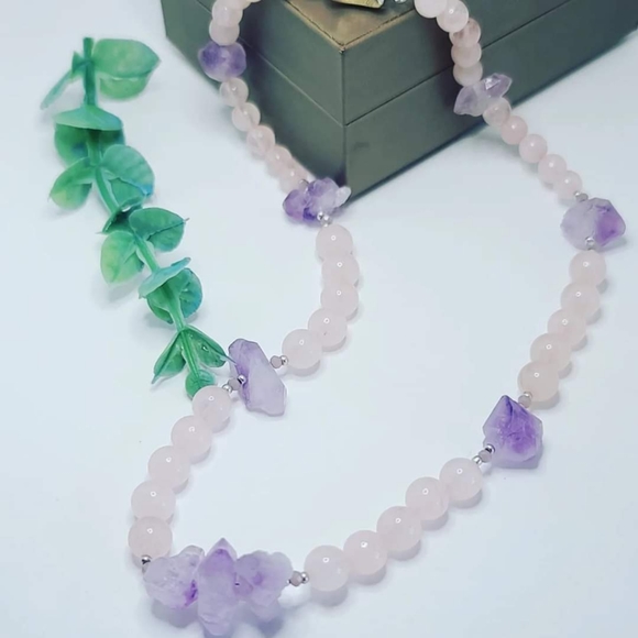 Rose Quartz,  Amethyst necklace - Picture 1 of 4